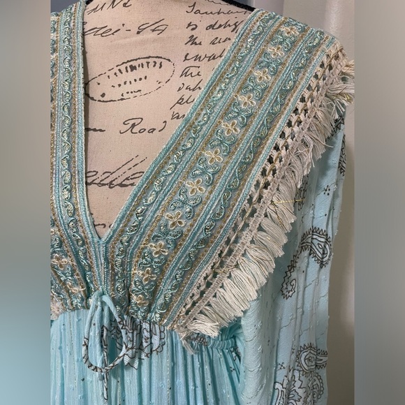 Zury 100% Viscose Paisley Fringe Boho Maxi Dress NWOT - Picture 5 of 9